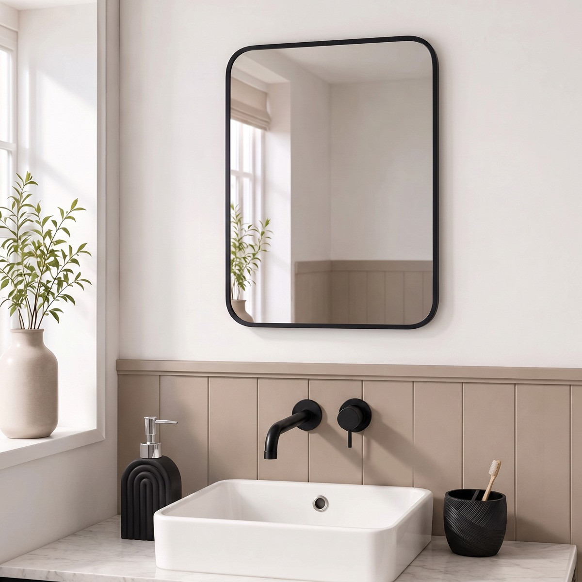 OHS Square Wall Mirror - Black>