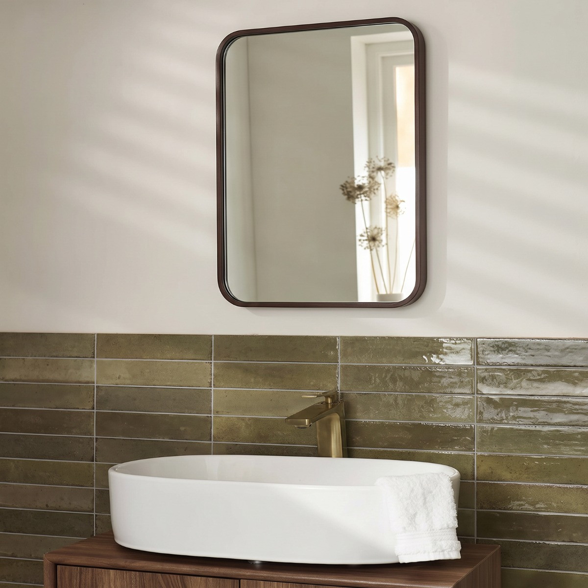 OHS Square Wall Mirror - Coffee>
