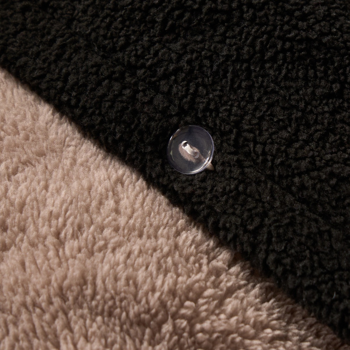 OHS Teddy Fleece Reversible Duvet Cover Set - Black/Natural>