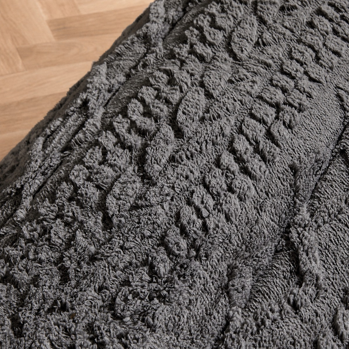 OHS Coverless Cable Knit 10.5 Tog Duvet Set, Grey - Double>