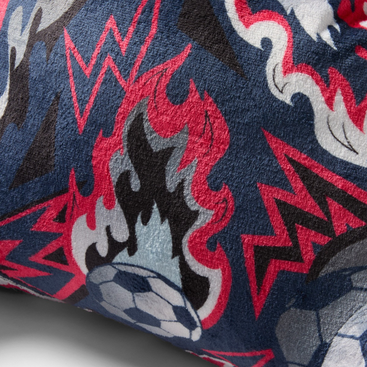 OHS Kids Flaming Football Print Cuddle Cushion - Navy>