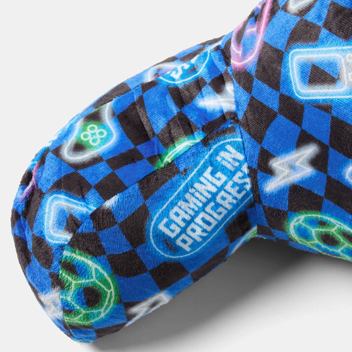 OHS Kids Gaming Checkerboard Print Cuddle Cushion - Blue>