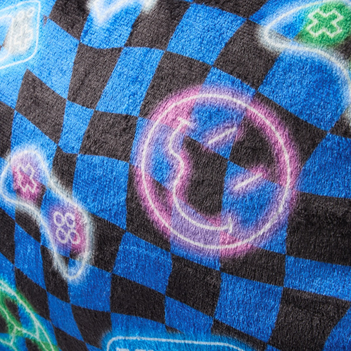 OHS Kids Gaming Checkerboard Print Cuddle Cushion - Blue>