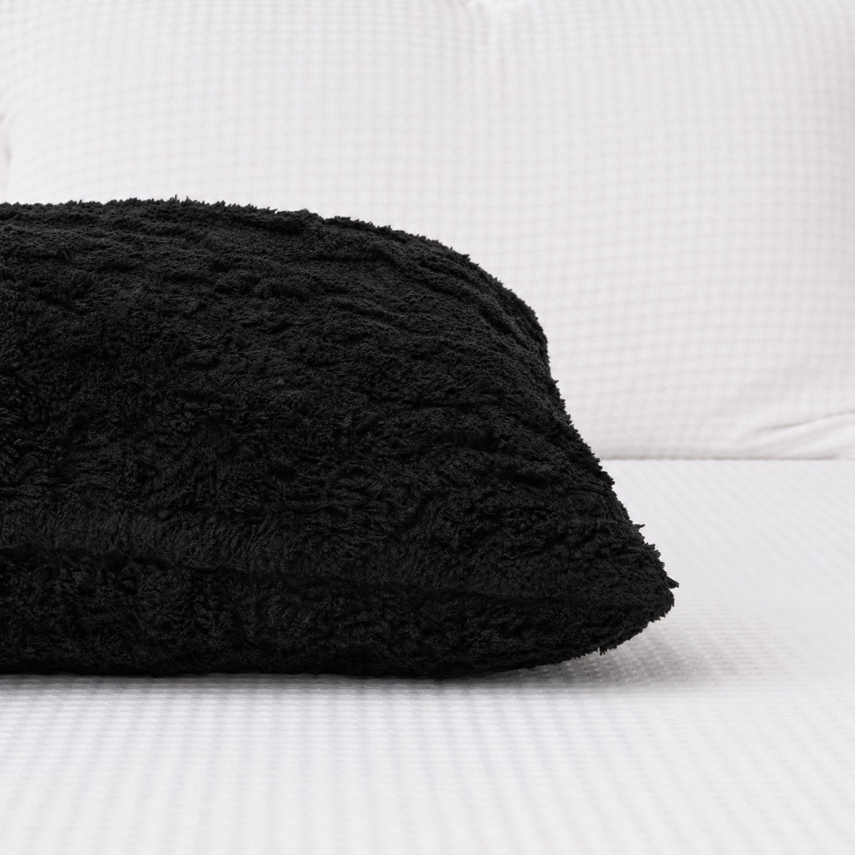 OHS Cable Knit Bolster Pillow - Black>