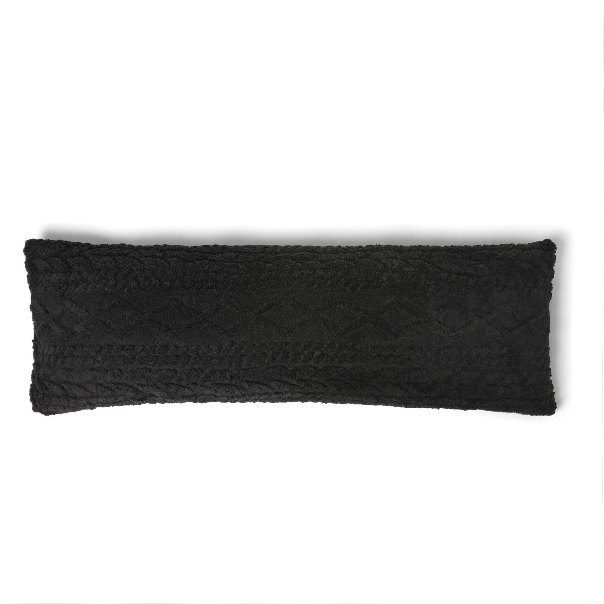 OHS Cable Knit Bolster Pillow - Black>