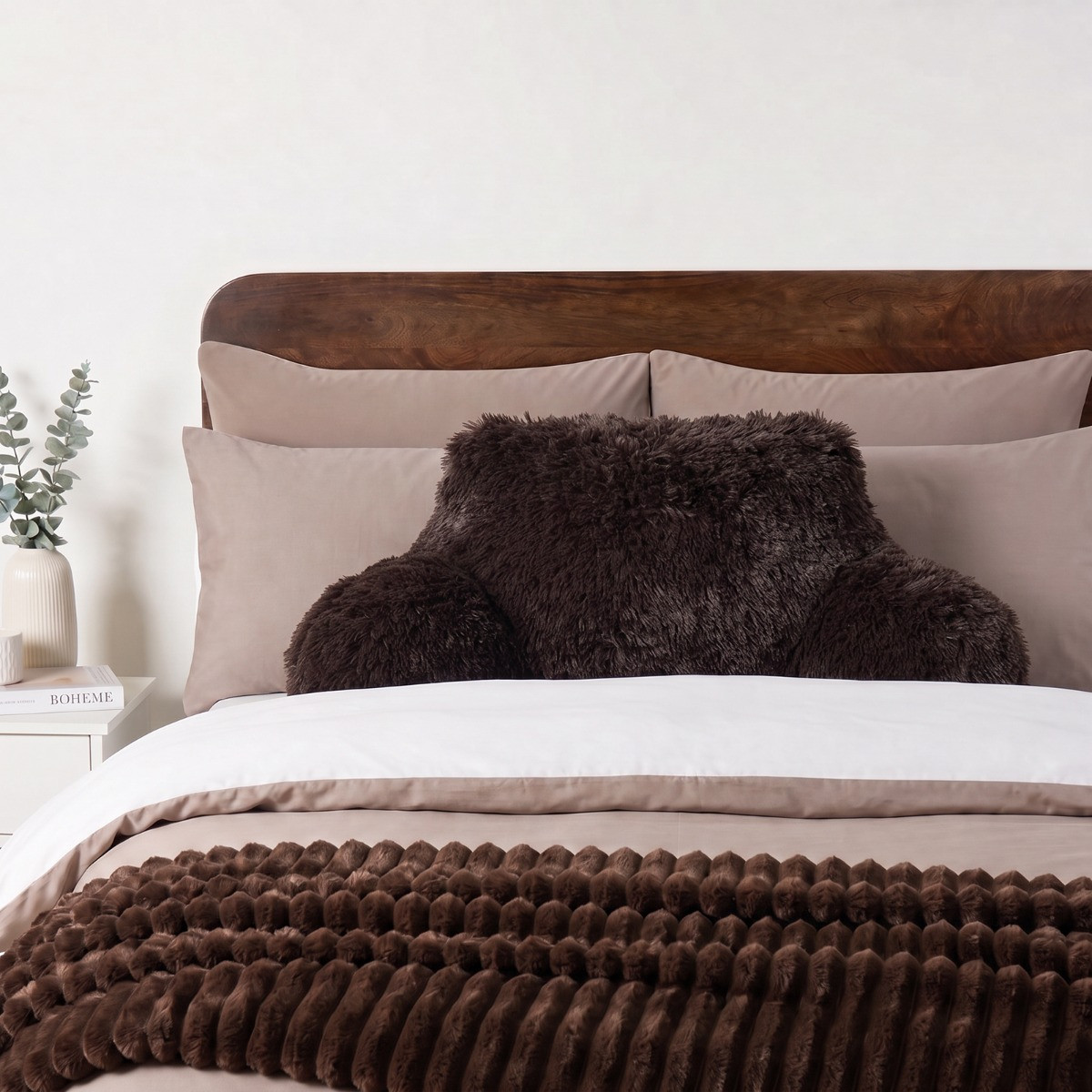 OHS Long Hair Cuddle Cushion - Coffee>