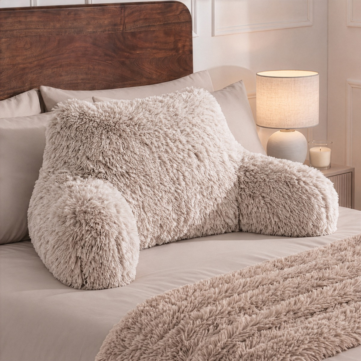 OHS Long Hair Cuddle Cushion - Natural Marl>