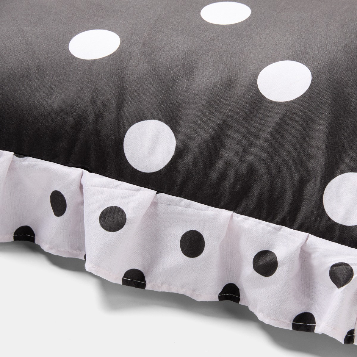 OHS Polka Dot Frill Edge Bolster Pillow - Monochrome>