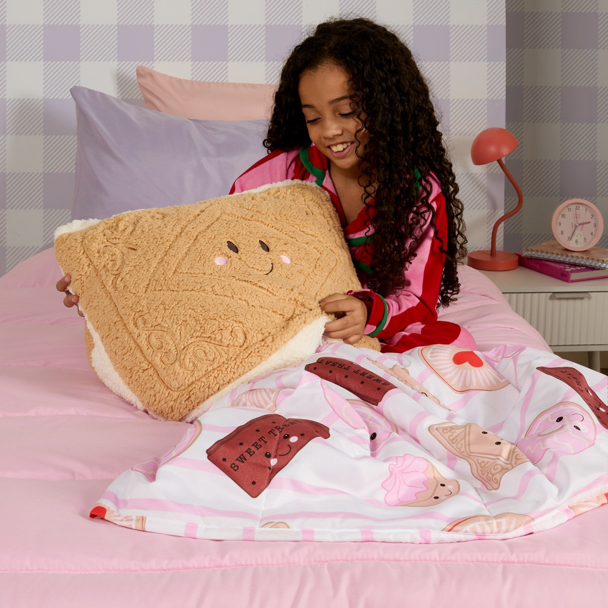 OHS Biscuit 4.5 Tog Coverless Duvet & Filled Pillow Set, Pink/White - Single>