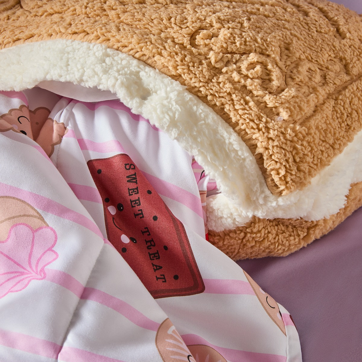 OHS Biscuit 4.5 Tog Coverless Duvet & Filled Pillow Set, Pink/White - Single>