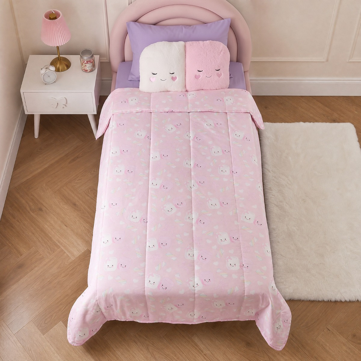 OHS Marshmallow 4.5 Tog Coverless Duvet & Filled Pillow Set, Pink - Single>