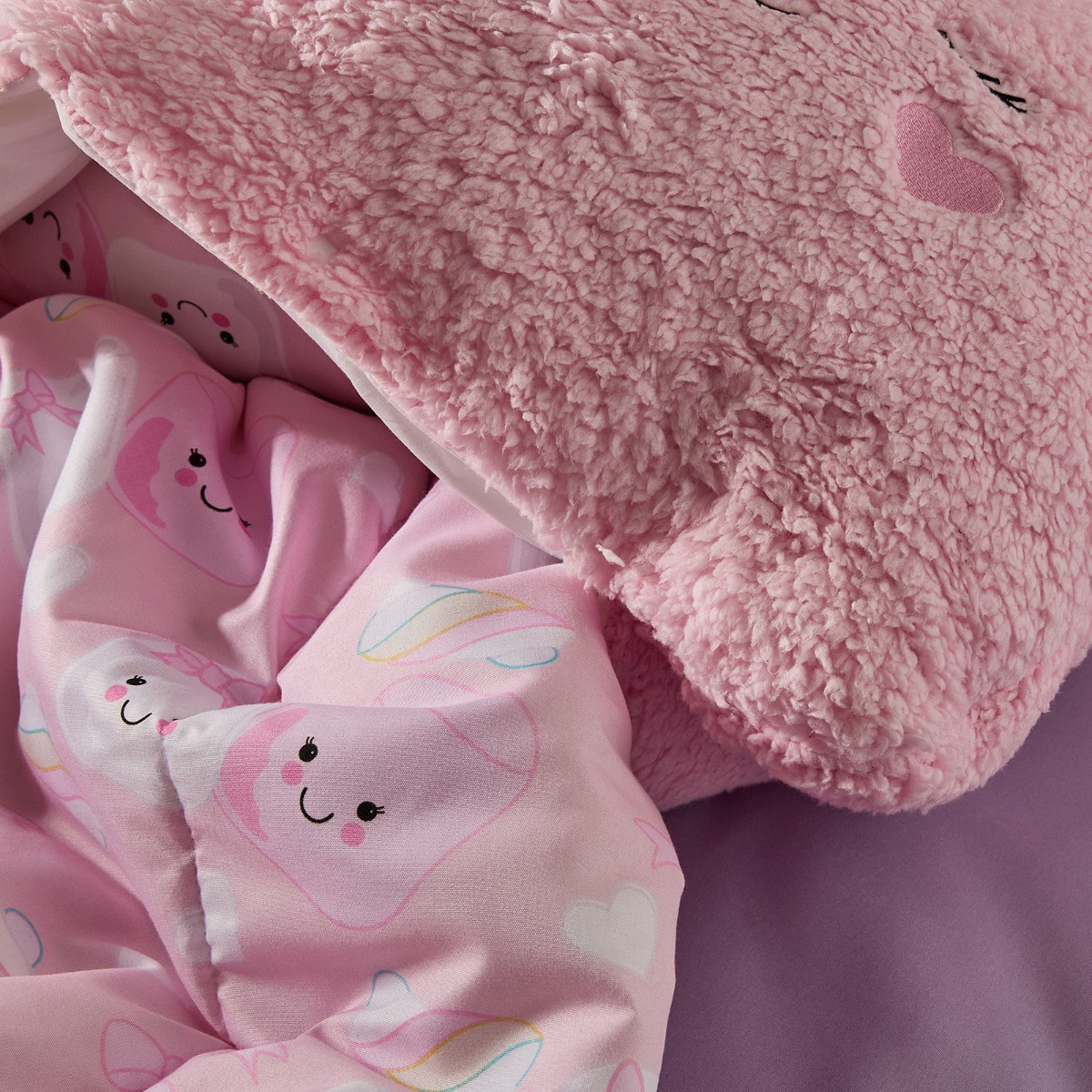 OHS Marshmallow 4.5 Tog Coverless Duvet & Filled Pillow Set, Pink - Single>