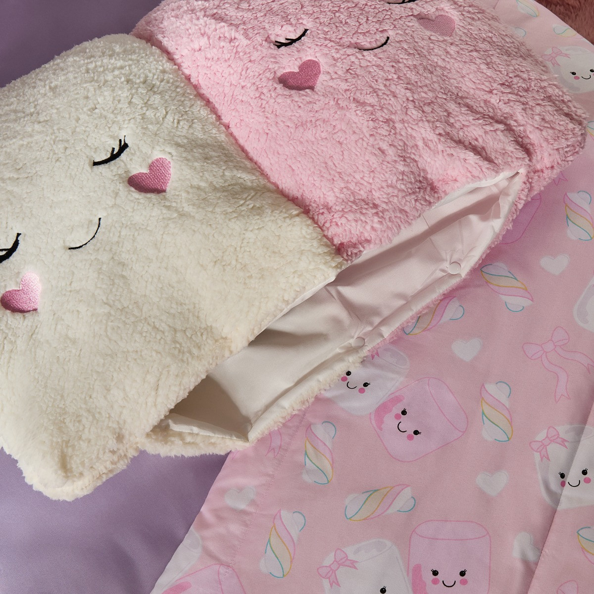 OHS Marshmallow 4.5 Tog Coverless Duvet & Filled Pillow Set, Pink - Single>