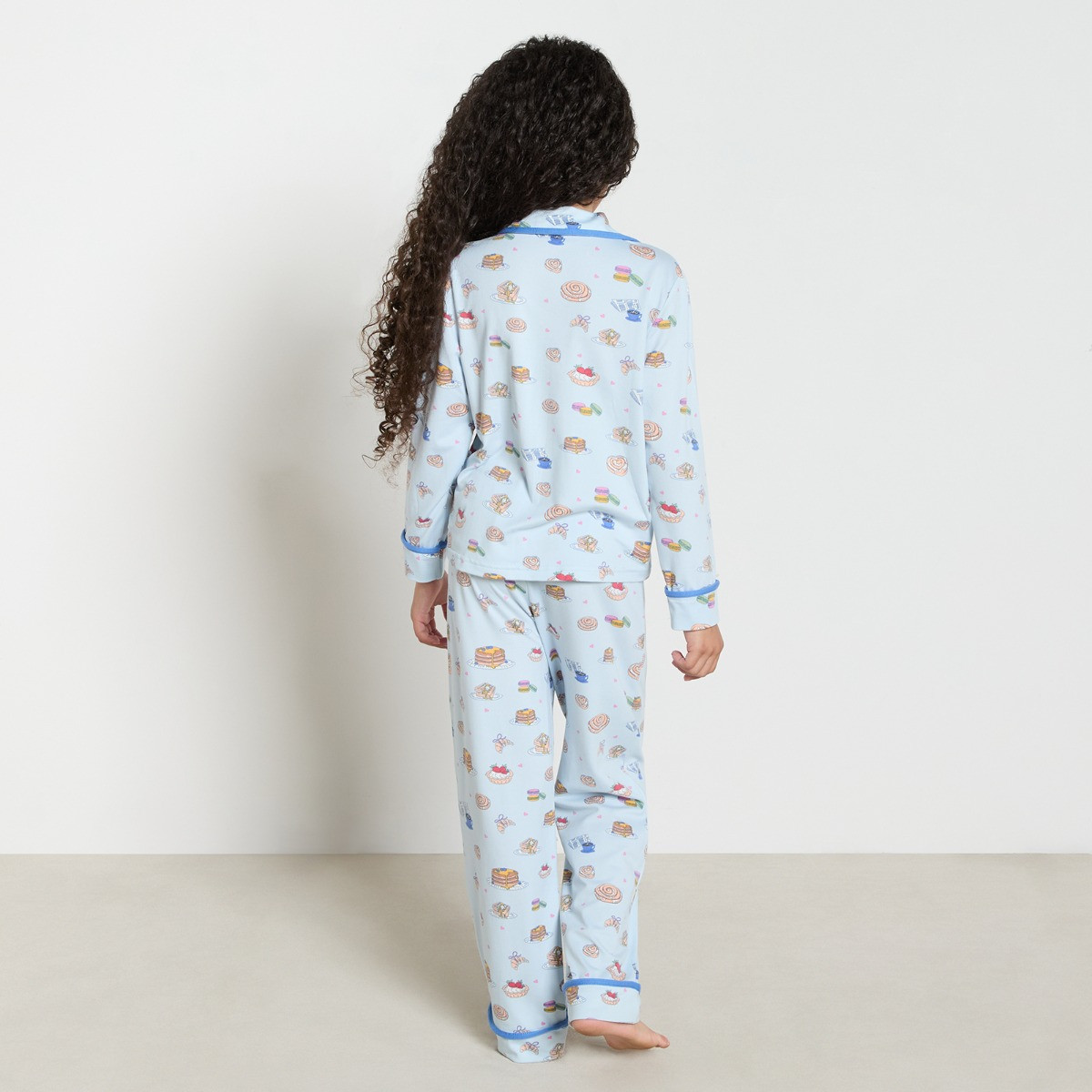 OHS Supersoft Kids Breakfast in Bed Jersey Pyjama Set - Blue>