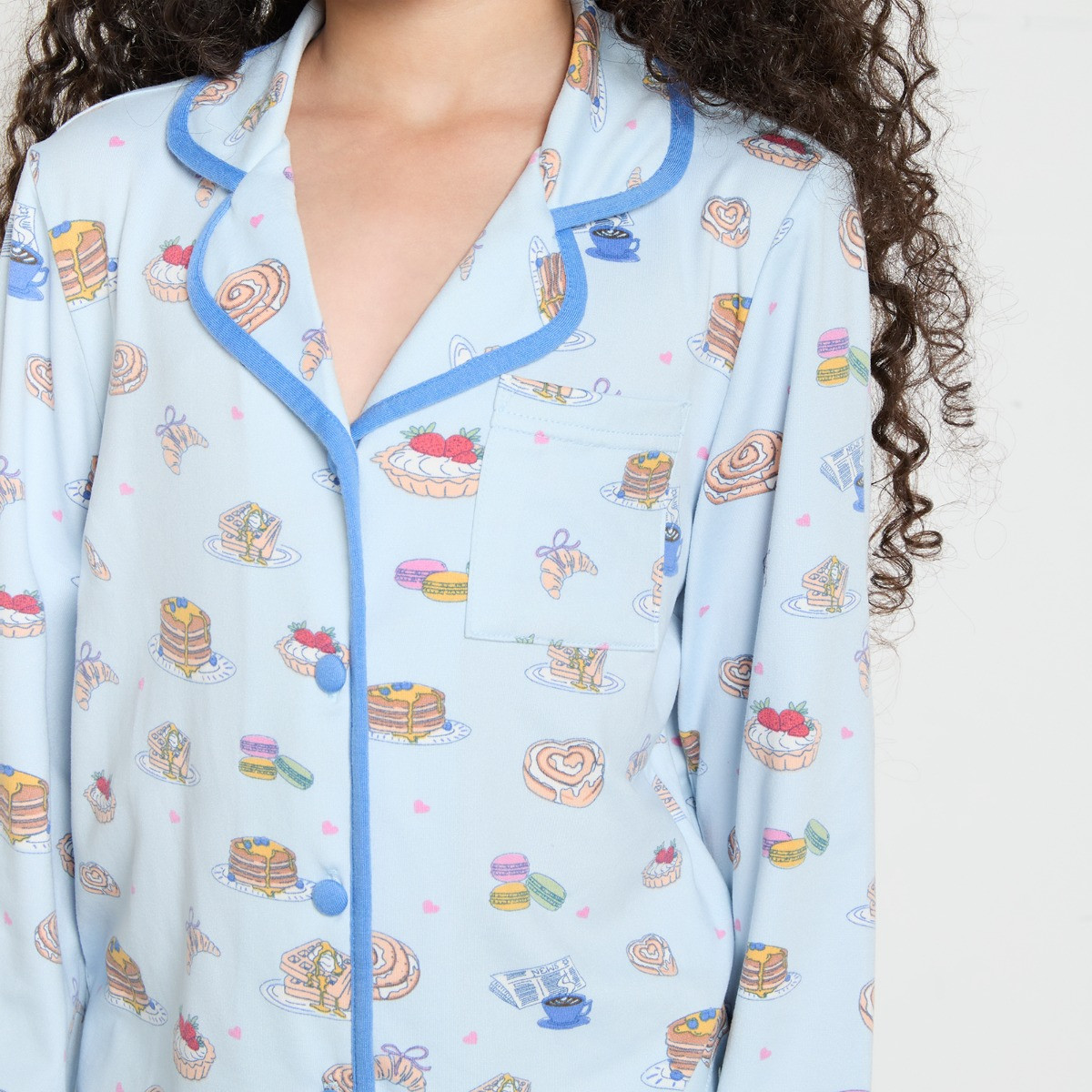 OHS Supersoft Kids Breakfast in Bed Jersey Pyjama Set - Blue>