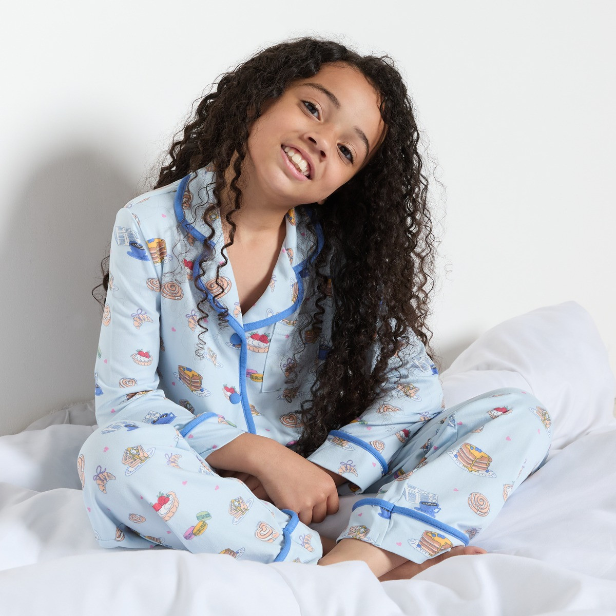 OHS Supersoft Kids Breakfast in Bed Jersey Pyjama Set - Blue>