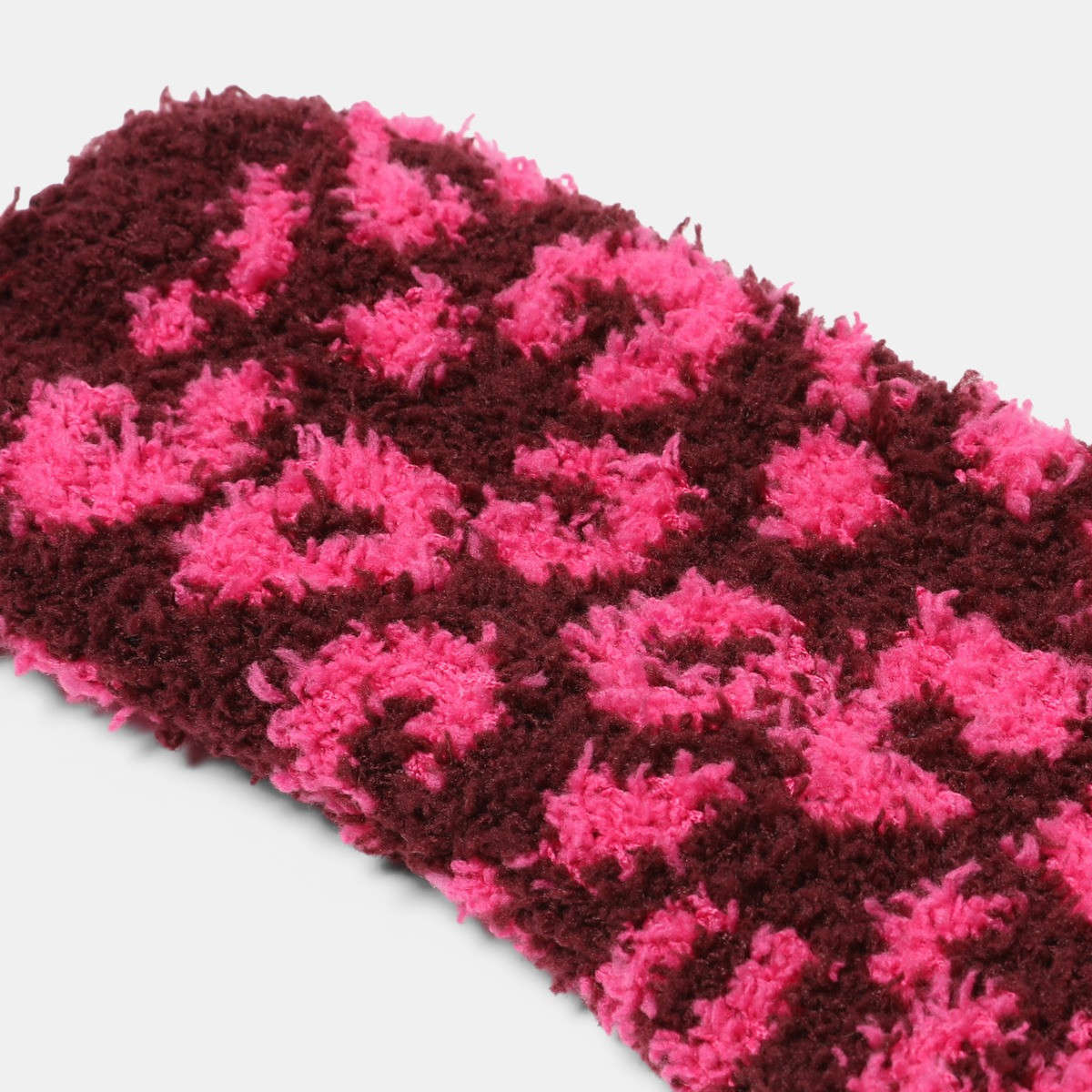 OHS Leopard Print Fluffy Fleece Socks, Burgundy/Hot Pink - 3 Pack>