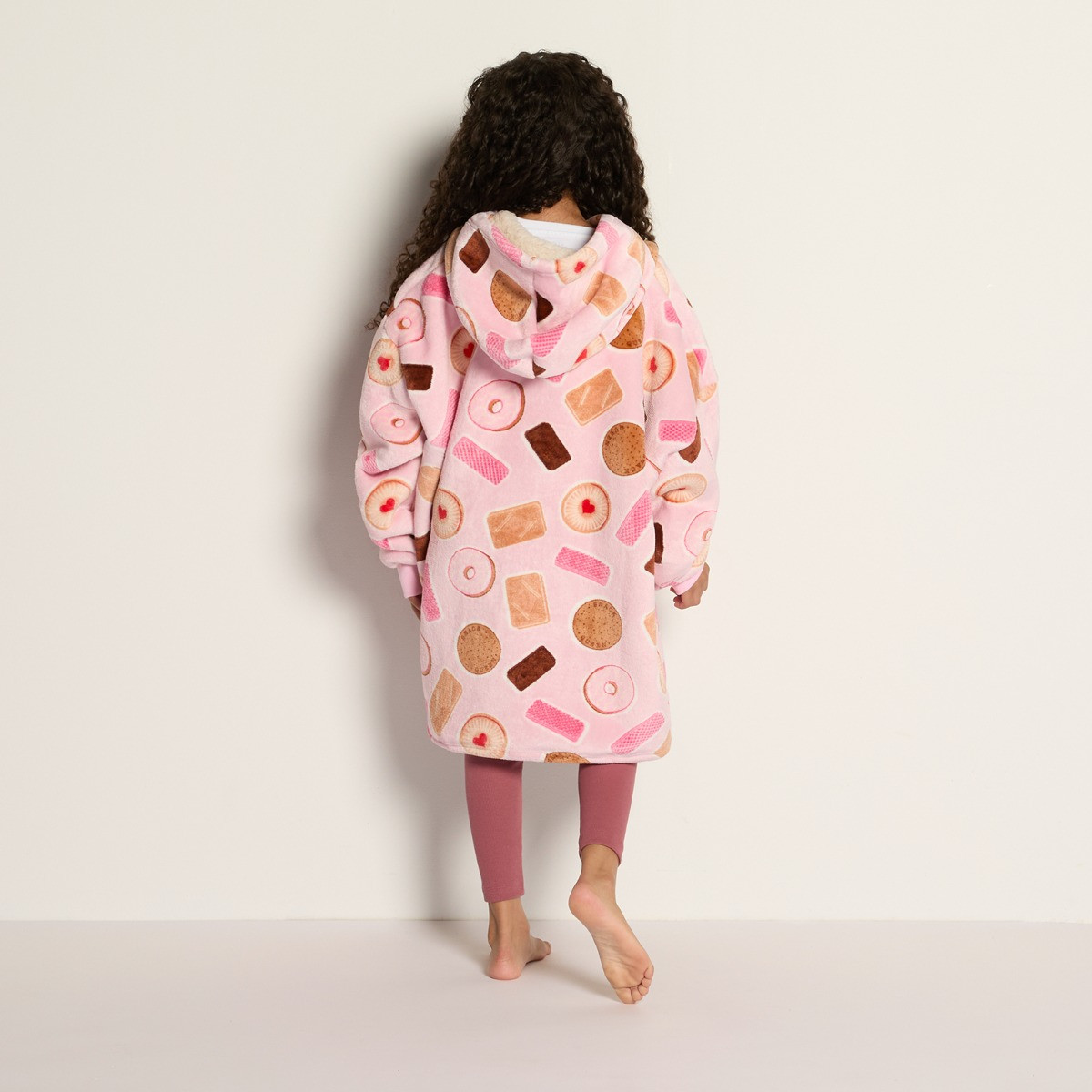 OHS Kids Biscuit Print Hoodie Blanket - Pink>