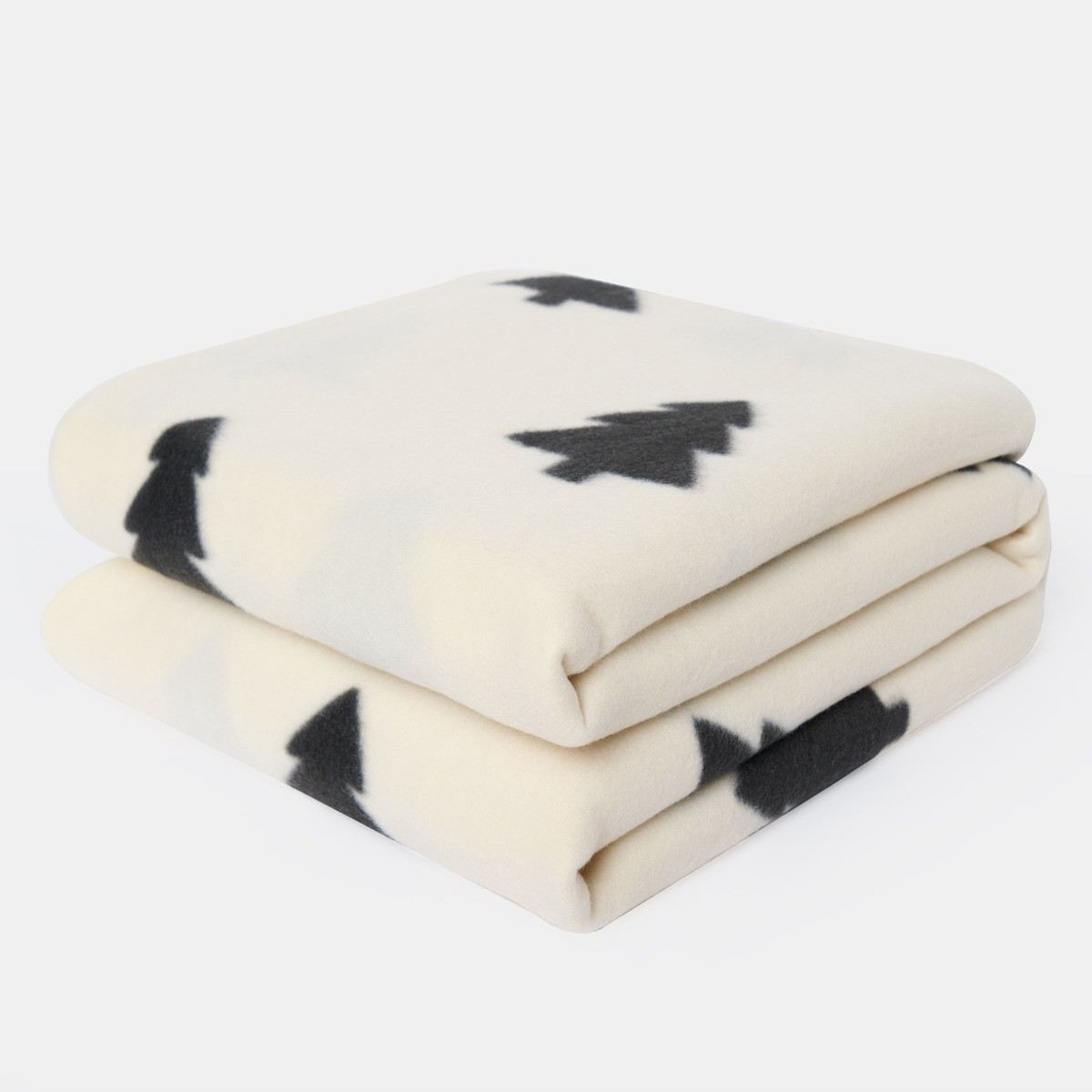 OHS Christmas Tree Print Fleece Throw - Cream>