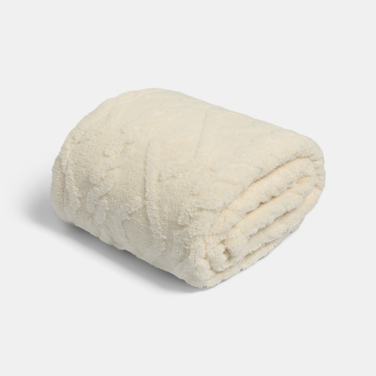OHS Cable Knit Sherpa Throw - Cream>