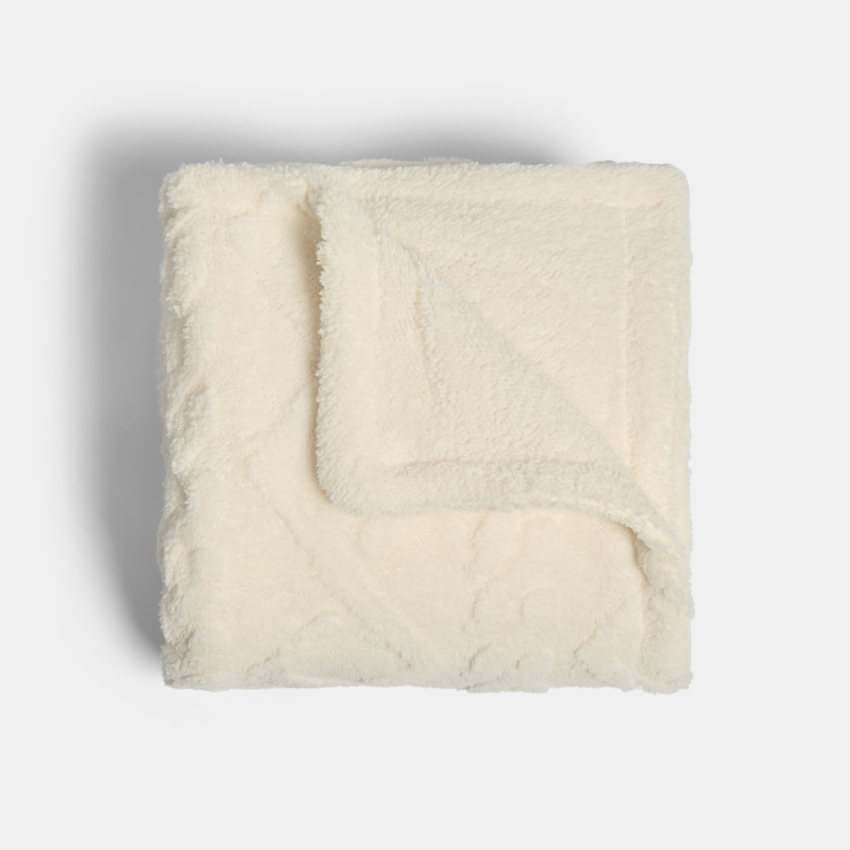 OHS Cable Knit Sherpa Throw - Cream>