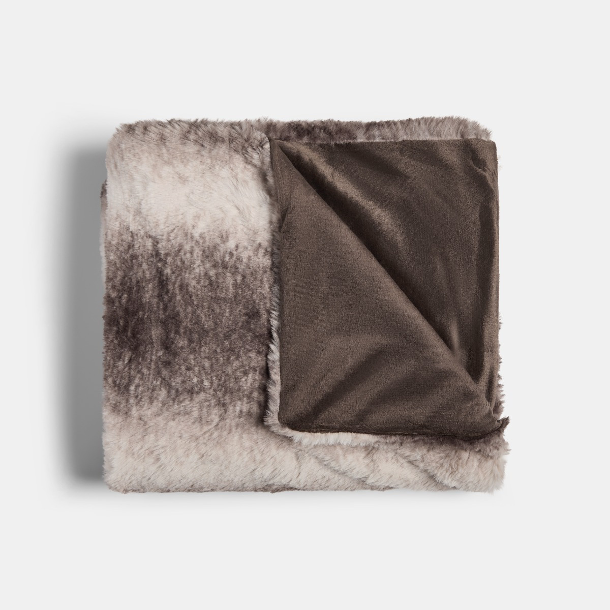 OHS Faux Fur Stripe Throw - Brown>