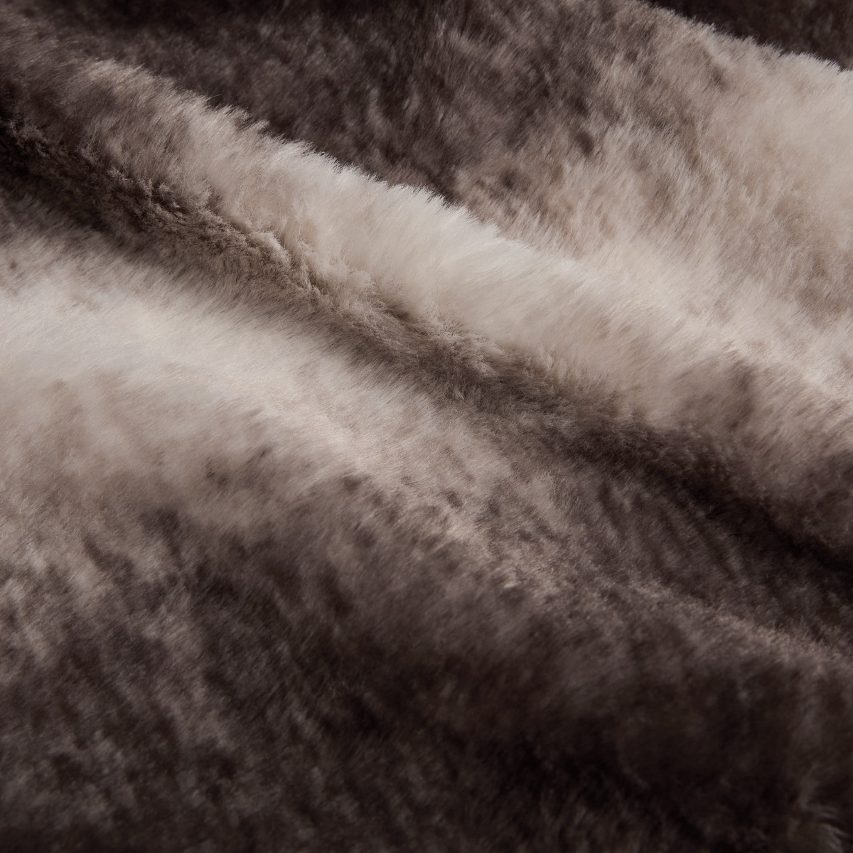 OHS Faux Fur Stripe Throw - Brown>
