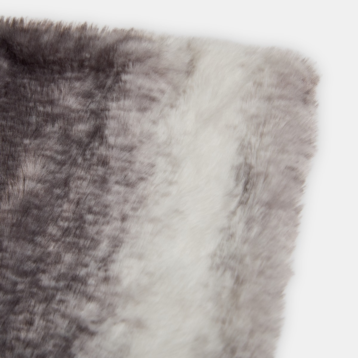 OHS Faux Fur Stripe Throw - Grey>