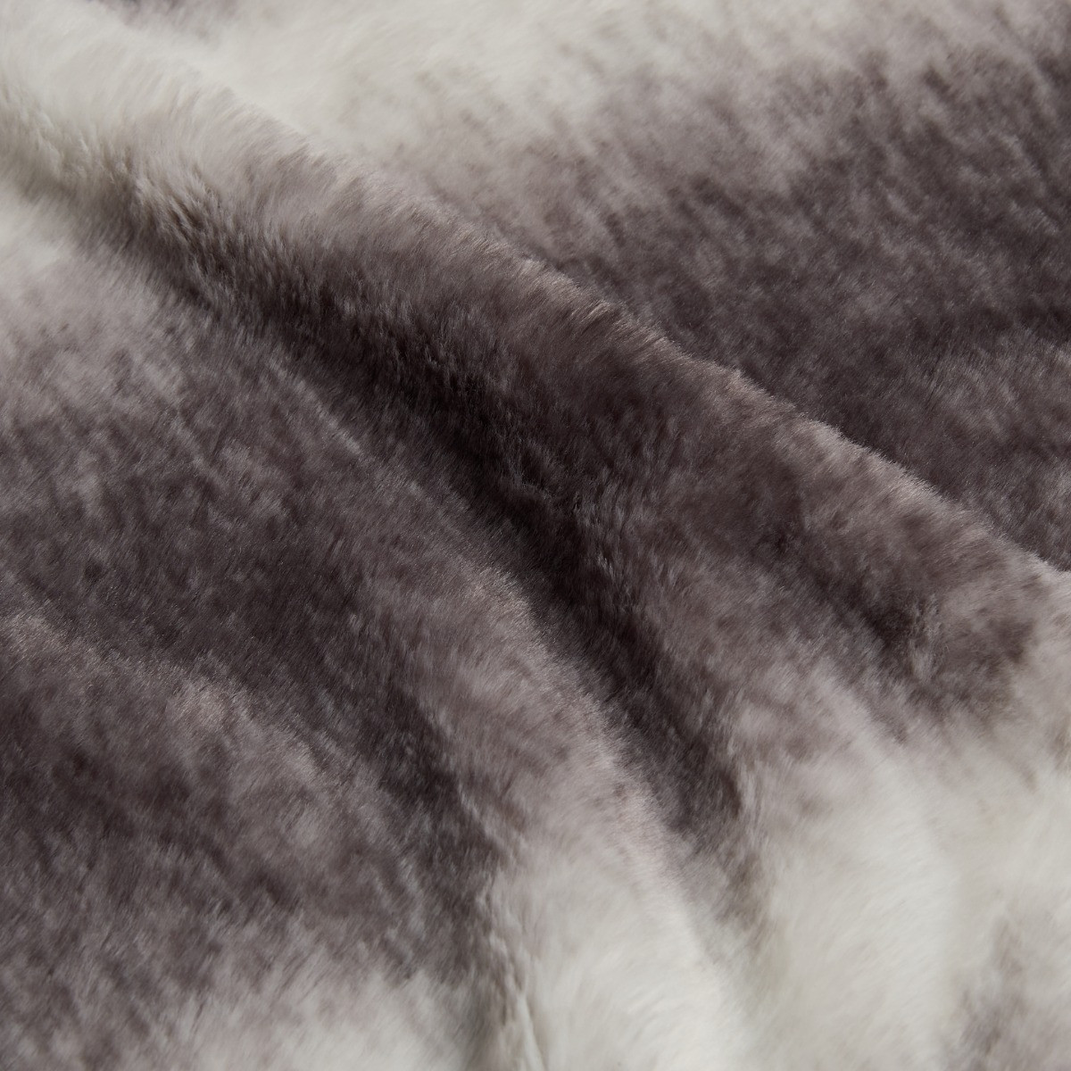 OHS Faux Fur Stripe Throw - Grey>