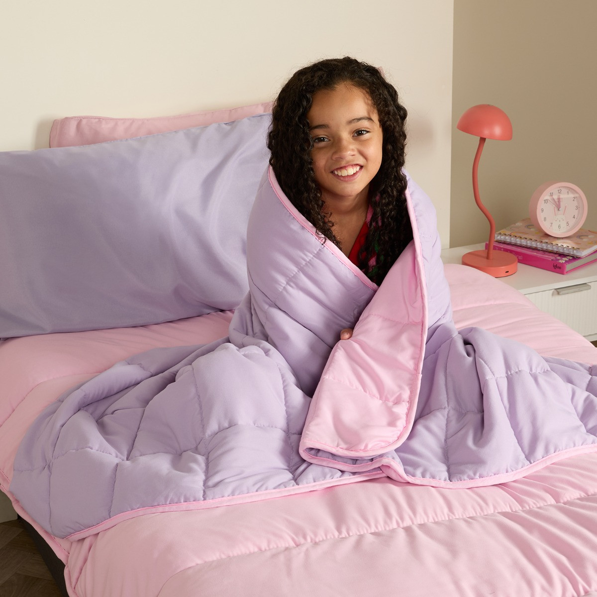 OHS Kids Supersoft Reversible Weighted Blanket, Pink/Lilac - 3kg>