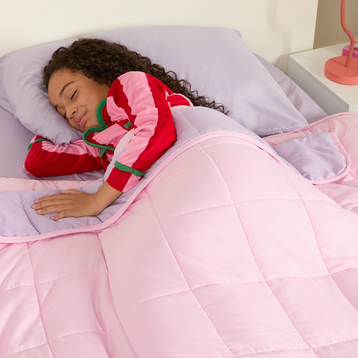 OHS Kids Supersoft Reversible Weighted Blanket, Pink/Lilac - 3kg>