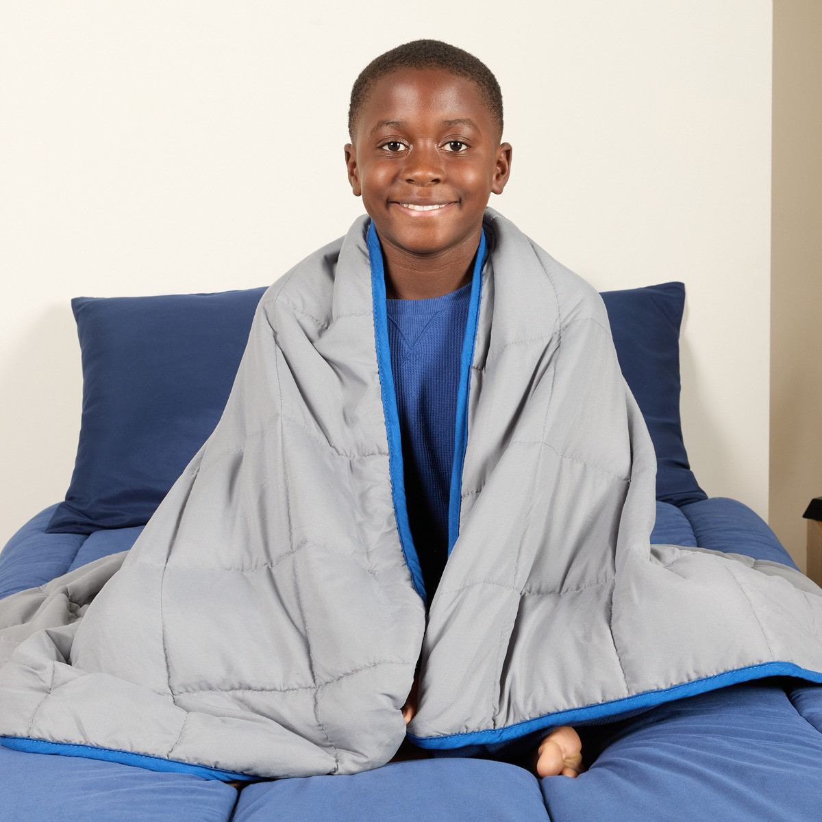OHS Kids Supersoft Reversible Weighted Blanket, Blue/Grey - 3kg>
