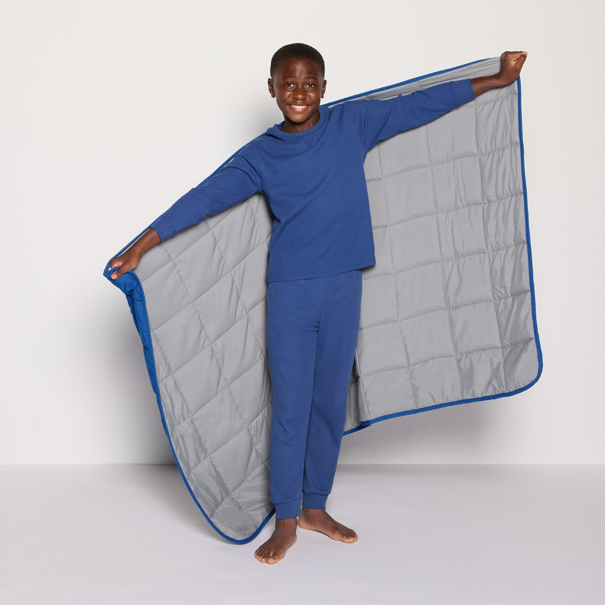 OHS Kids Supersoft Reversible Weighted Blanket, Blue/Grey - 3kg>