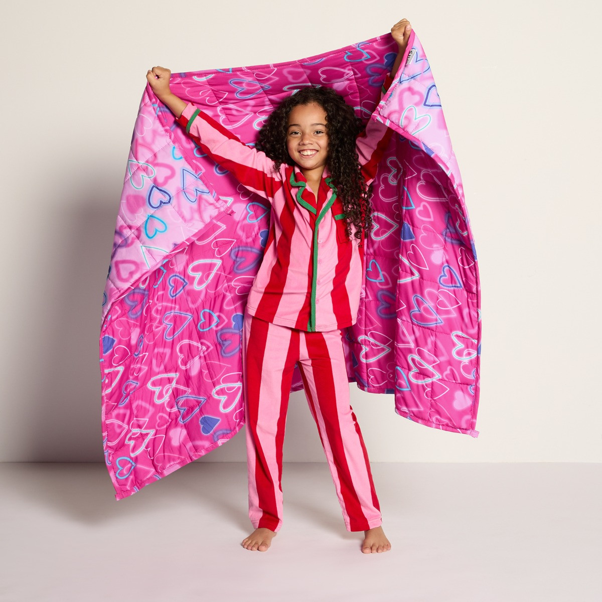 OHS Kids Neon Hearts Weighted Blanket, Purple - 3KG>