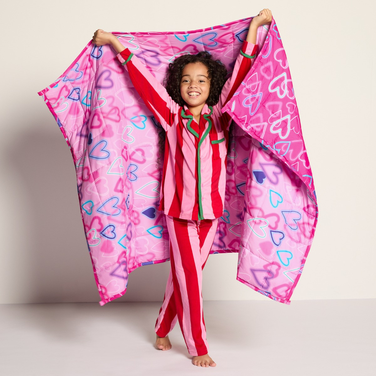 OHS Kids Neon Hearts Weighted Blanket, Purple - 3KG>