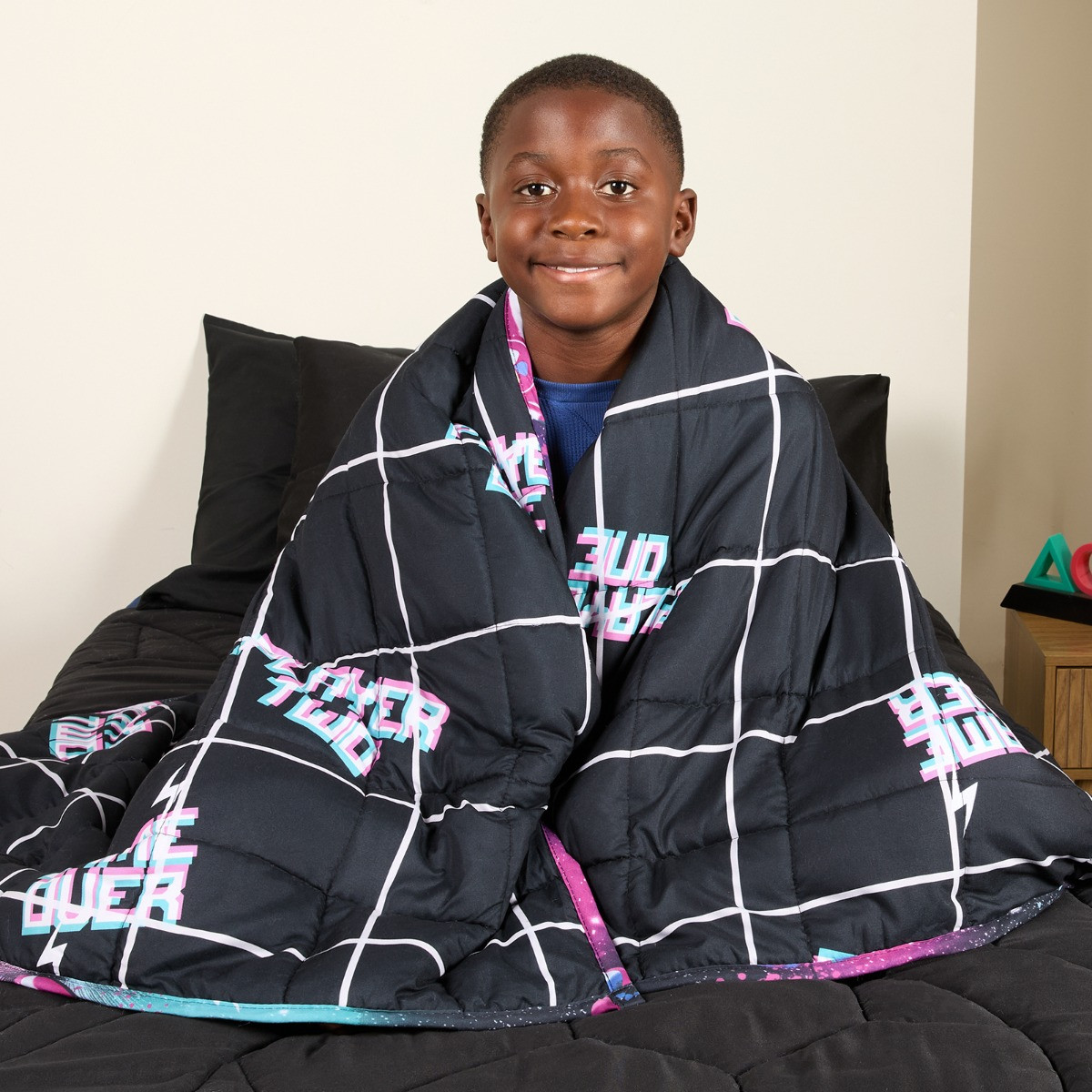 OHS Kids Gaming Weighted Blanket, Black - 3KG>