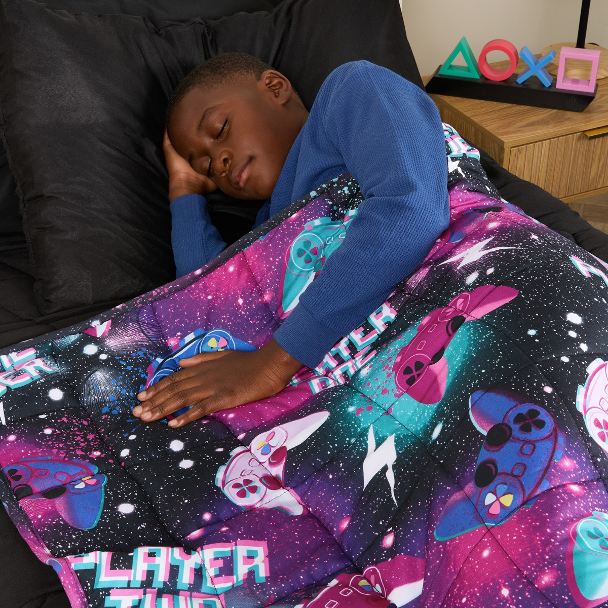 OHS Kids Gaming Weighted Blanket, Black - 3KG>