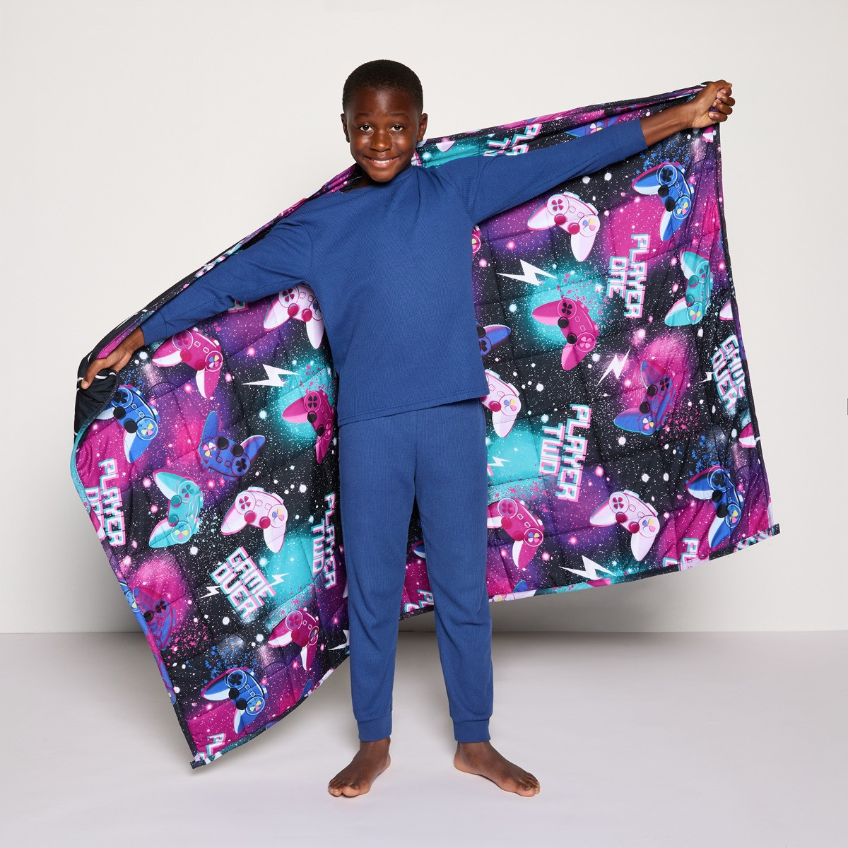 OHS Kids Gaming Weighted Blanket, Black - 3KG>