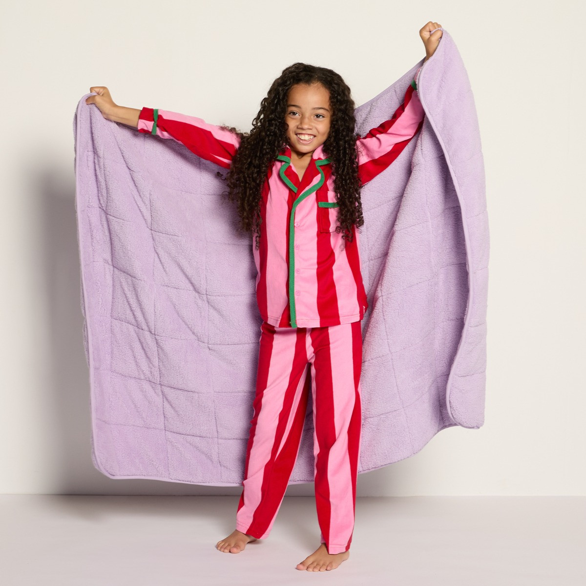 OHS Kids Teddy Fleece Weighted Blanket, Lilac - 3kg>