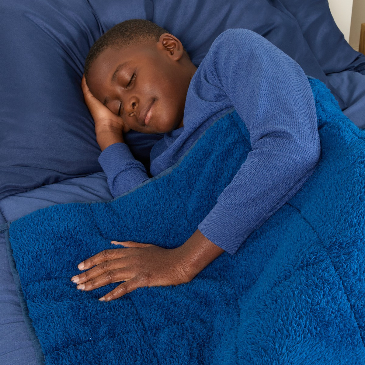 OHS Kids Teddy Fleece Weighted Blanket, Blue - 3kg>