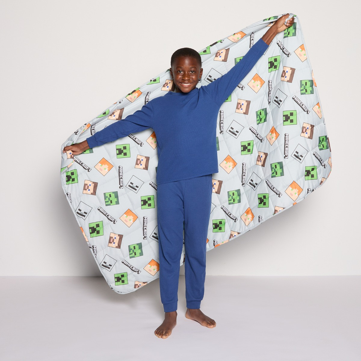 OHS Kids Minecraft Heads Weighted Blanket, Grey - 3kg>