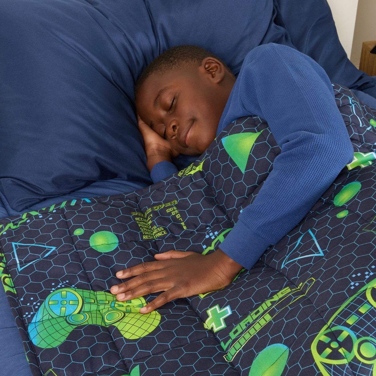 OHS Kids Neon Gaming Weighted Blanket, Blue/Green - 3KG>