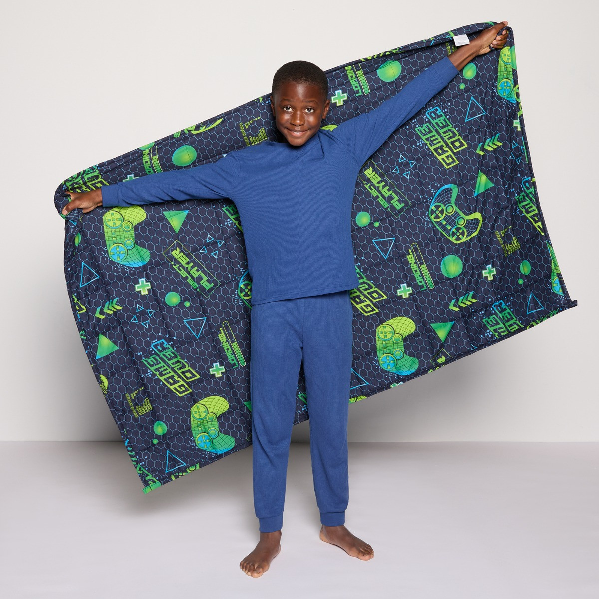 OHS Kids Neon Gaming Weighted Blanket, Blue/Green - 3KG>