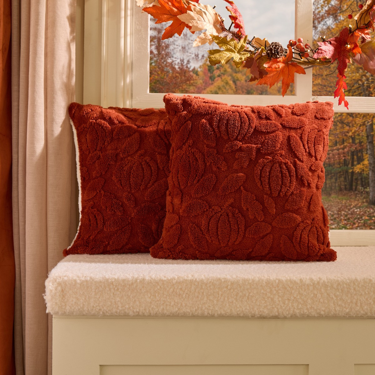 OHS Tufted Pumpkin Cushion Covers - Rust>