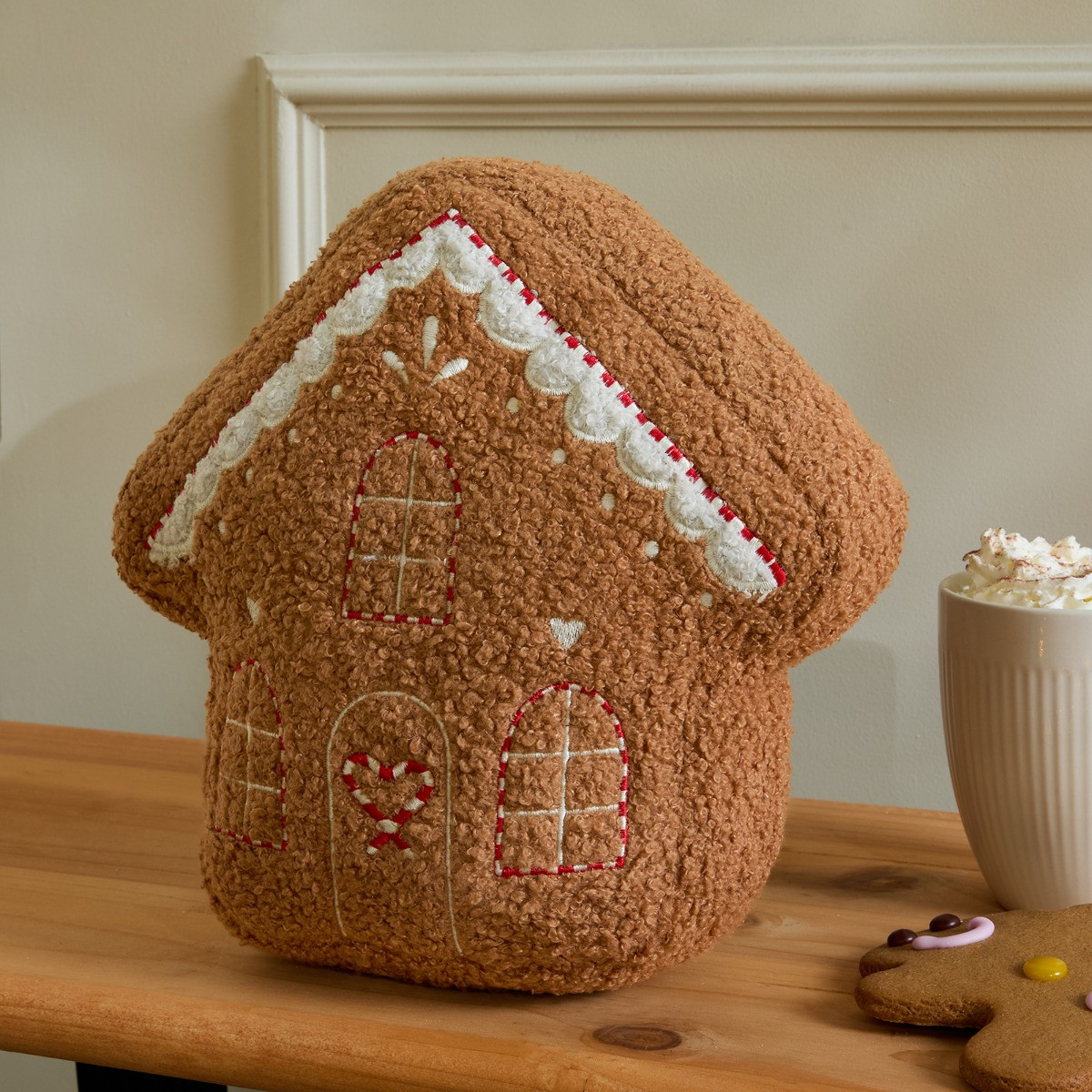 OHS Gingerbread House Cushion - Brown>