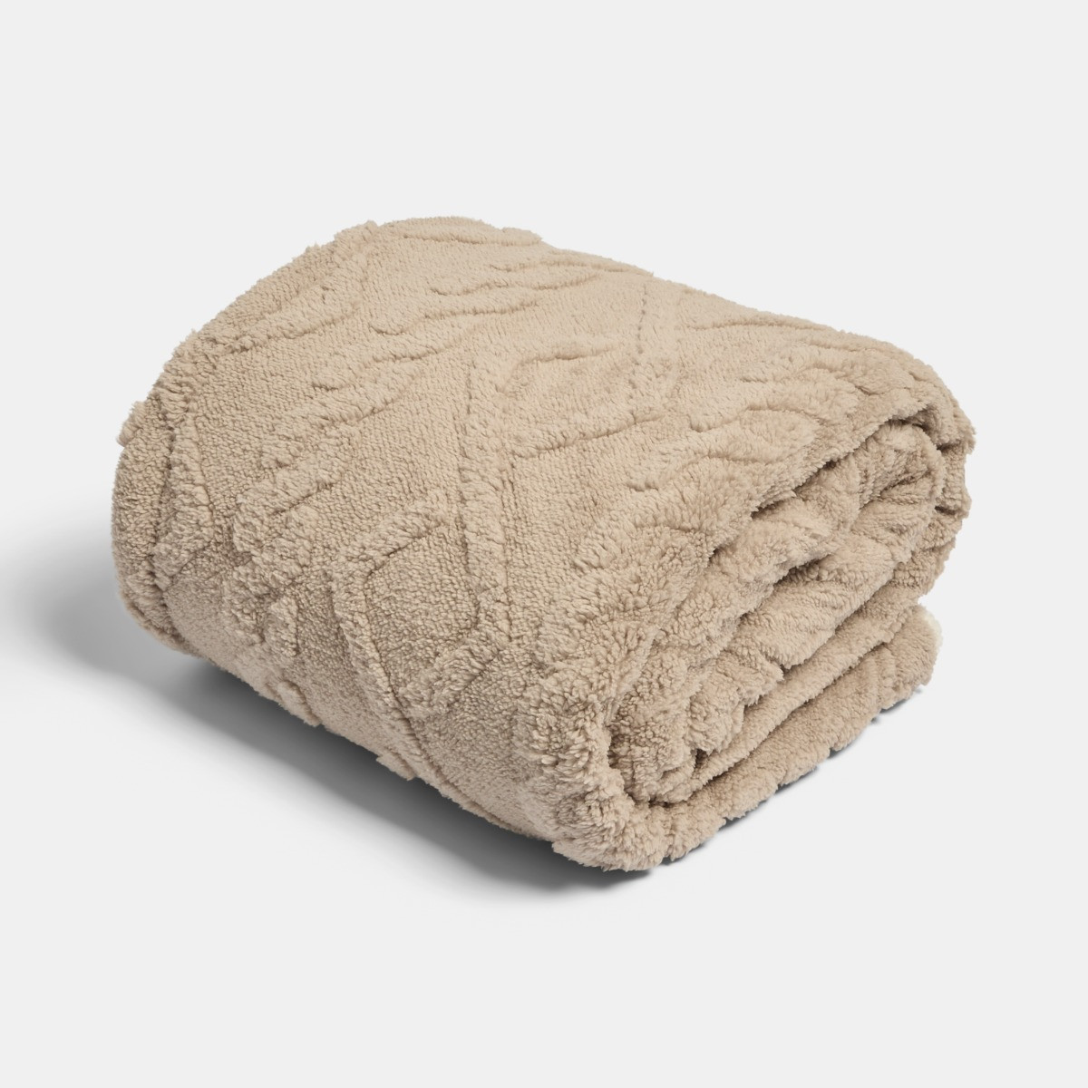 OHS Cable Knit Sherpa Throw - Natural>