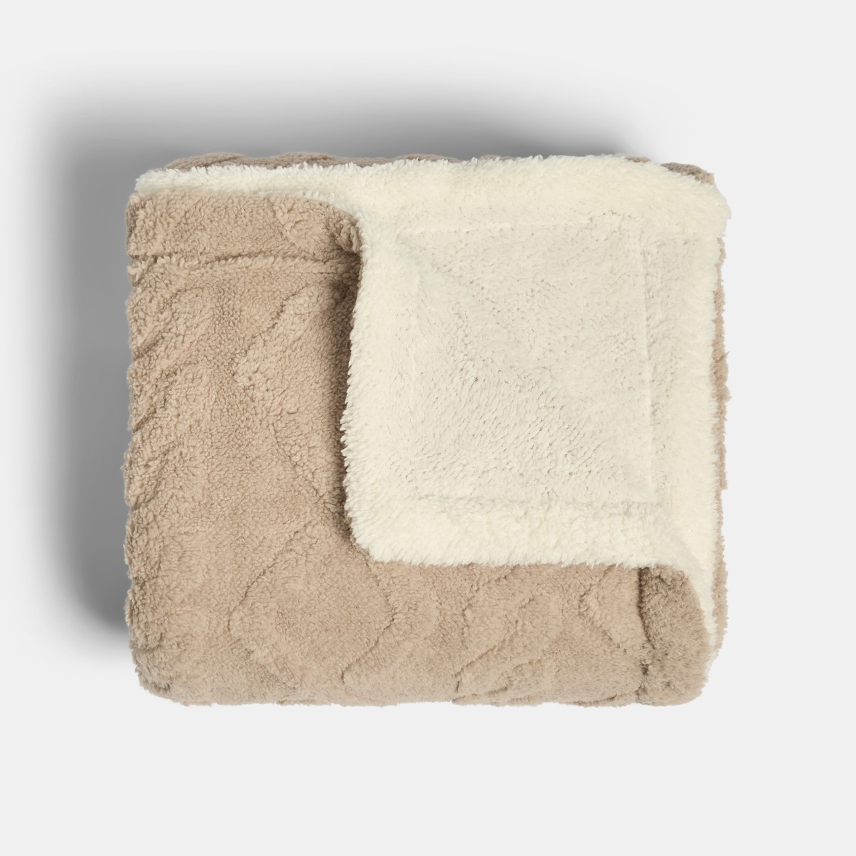OHS Cable Knit Sherpa Throw - Natural>