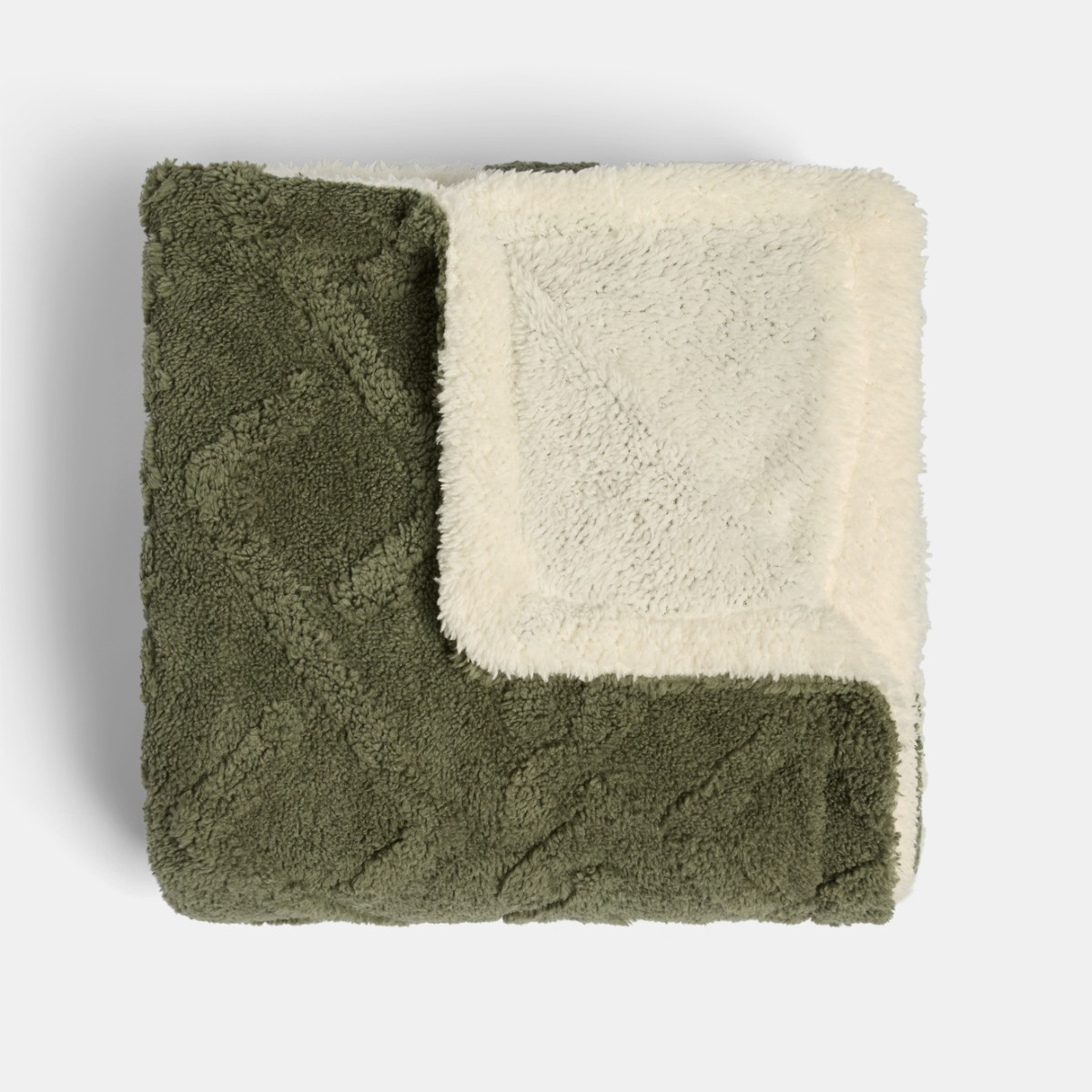 OHS Cable Knit Sherpa Throw - Woodland Green>