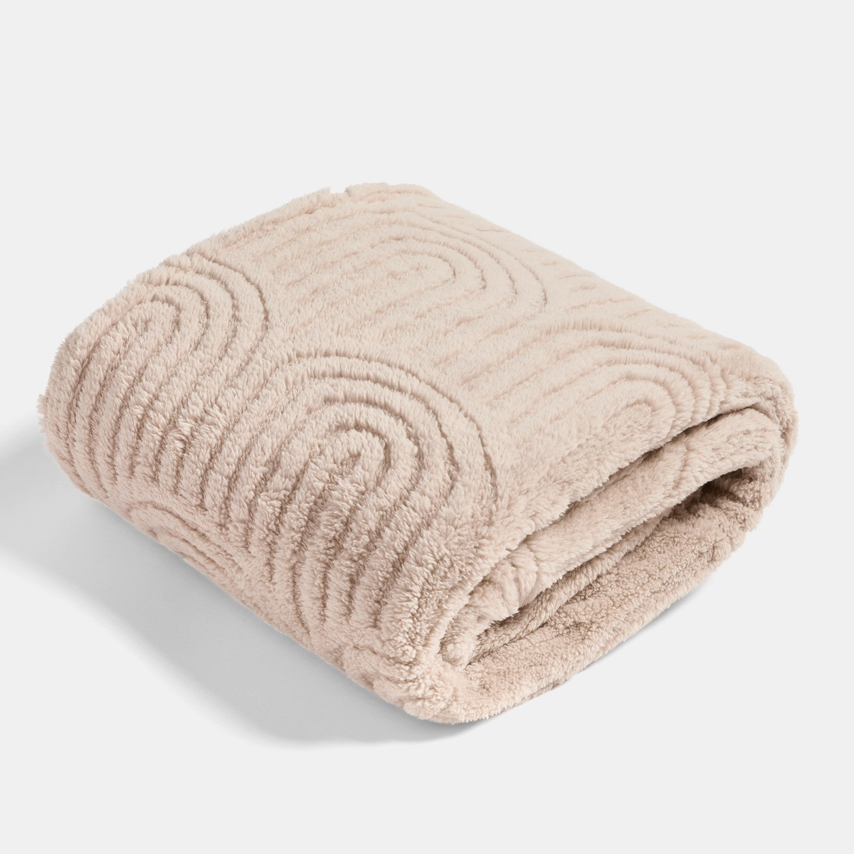 OHS Tufted Arches Teddy Fleece Throw - Natural>