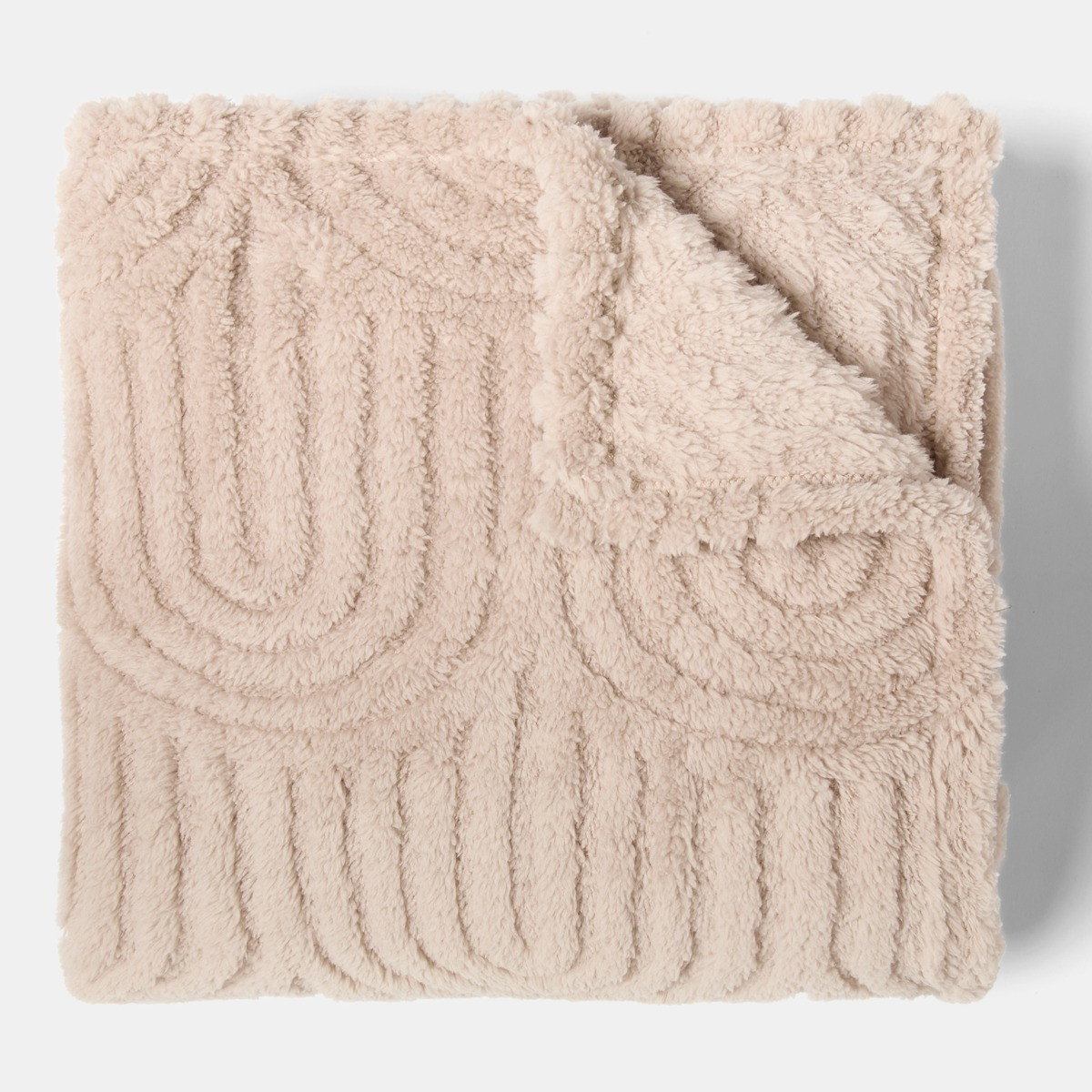 OHS Tufted Arches Teddy Fleece Throw - Natural>
